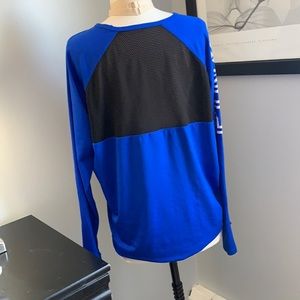 PINK top, royal blue, back netting, thumb holes